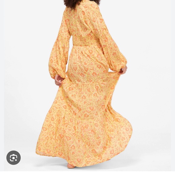 NWT Billabong Women’s Golden Cosmos Floral Long Sleeve Yellow Maxi Dress Small - Picture 4 of 15